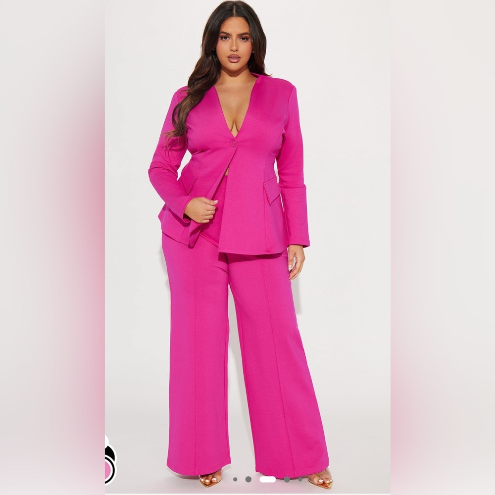 Believe It Blazer Pant Set - Pink